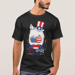 Red White Llama Feuerwerk Patriotic 4. Ju T-Shirt