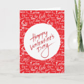 Red & White Love Typography Happy Valentine's Day Karte (Vorderseite)