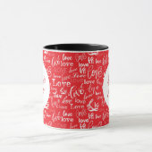 Red & White Love Typography Happy Valentine's Day Tasse (Zentrum)