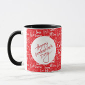 Red & White Love Typography Happy Valentine's Day Tasse (Links)