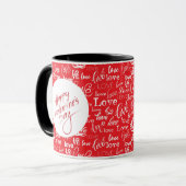 Red & White Love Typography Happy Valentine's Day Tasse (Vorderseite Links)