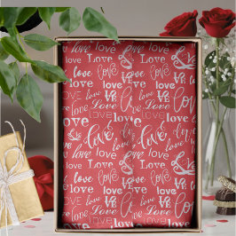 Red White Love Typography Valentine's Day Seidenpapier