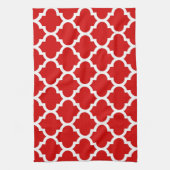 Red White marokkanische Quatrefoil Pattern #5 Geschirrtuch (Vertikal)