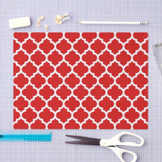 Red White marokkanische Quatrefoil Pattern #5 Seidenpapier (Handwerk)