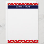 Red White Marokko #5 Navy Blue Name Monogram Briefkopf (Vorne/Hinten)