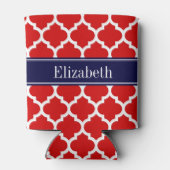 Red White Marokko #5 Navy Blue Name Monogram Dosenkühler (Rückseite)