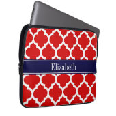 Red White Marokko #5 Navy Blue Name Monogram Laptopschutzhülle (Vorne Rechts)