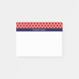 Red White Marokko #5 Navy Blue Name Monogram Post-it Klebezettel