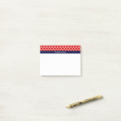 Red White Marokko #5 Navy Blue Name Monogram Post-it Klebezettel (Auf Schreibtisch)