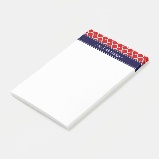 Red White Marokko #5 Navy Blue Name Monogram Post-it Klebezettel (angewinkelt)