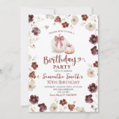 Red White Marsala Herbst Wildblume Geburtstag Einladung (Vorderseite)