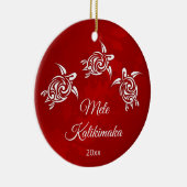 Red White Mele Kalikimaka Weihnachten Keramik Ornament (Rechts)