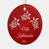 Red White Mele Kalikimaka Weihnachten Keramik Ornament (Links)