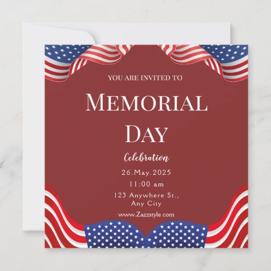Red White Memorial Day Celebration Card (Vorderseite)