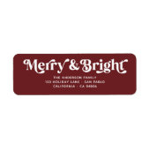 Red White Merry Bright Retro Xmas Rücksendeadresse (Vorne)