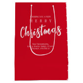 Red White Merry Christmas Cust Custom  Mittlere Geschenktüte (Rückseite)