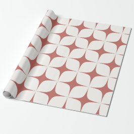 Red White Mid Century Modern Boho Geometric Geschenkpapier
