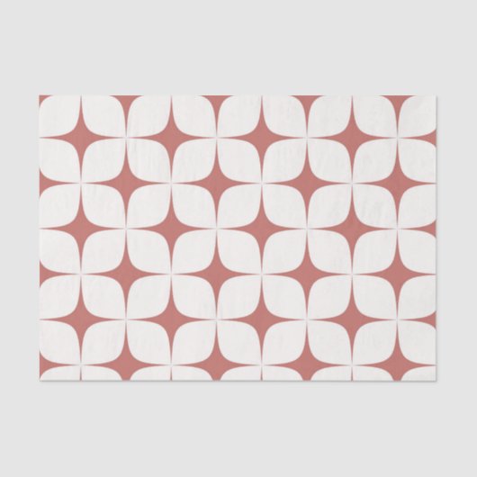 Red White Mid Century Modern Boho Geometric Seidenpapier (Vorderseite)