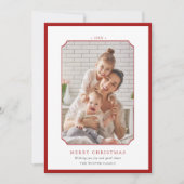 Red & White Minimal Frohe Weihnachten Foto (Vorderseite)