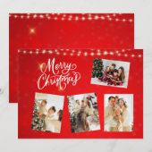 Red White Minimalistisch Frohe Weihnachtsfoto Coll Einladung (Vorne/Hinten)