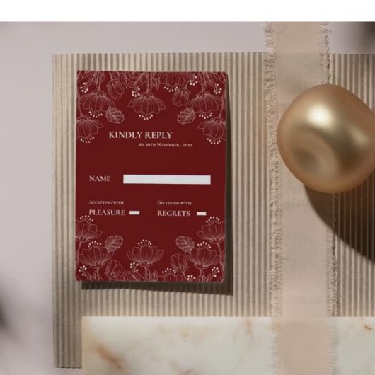 Red White Minimalistisch Line BlumenWedding Rsvp