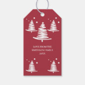 Red White Minimalistische Weihnachtsbaumen Geschen Geschenkanhänger (Vorderseite)