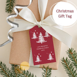 Red White Minimalistische Weihnachtsbaumen Geschen Geschenkanhänger