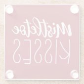 Red White Mistletoe Kisses typography Glasuntersetzer (Rückseite)