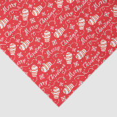 Red White Mittens und Snowflake Weihnachtsmuster Seidenpapier (Ausschnitt)