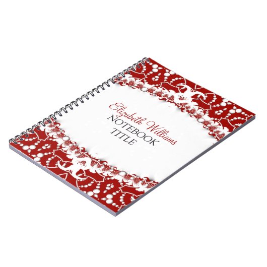 Red + White Modern Batik Notebook Notizblock (Linke Seite)
