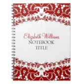 Red + White Modern Batik Notebook Notizblock (Vorderseite)