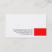 Red White Modern Beruflich Business Card Visitenkarte (Rückseite)