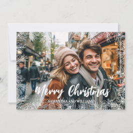 Red White Modern Elegantes Foto Weihnachten