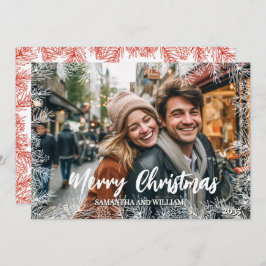 Red White Modern Elegantes Foto Weihnachten