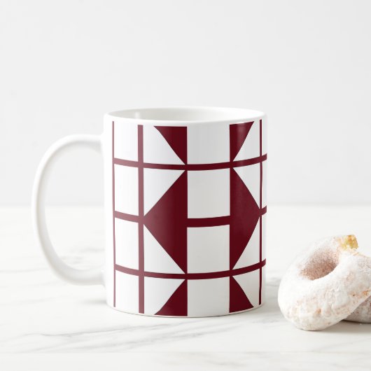 Red White Modern Geometric Muster Kaffeetasse (Mit Donut)