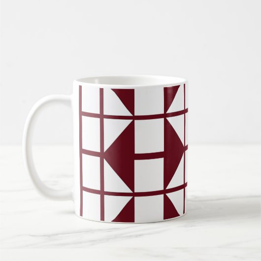 Red White Modern Geometric Muster Kaffeetasse (Links)