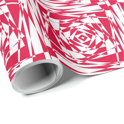 Red White Modern Gift Wrap - Abstrakte Illusion Geschenkpapier (Rolleneckpunkt)