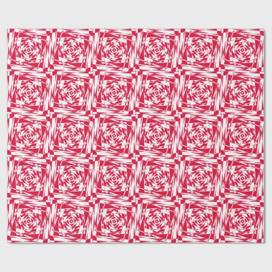 Red White Modern Gift Wrap - Abstrakte Illusion Geschenkpapier (Flach)