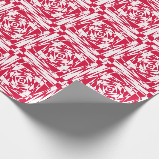 Red White Modern Gift Wrap - Abstrakte Illusion Geschenkpapier (Ecke)