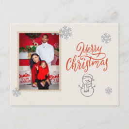 Red White Modern Illustrated Christmas Postcard Postkarte