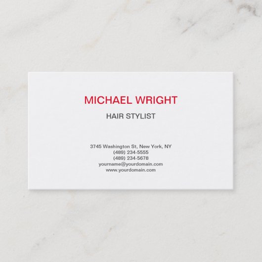 Red White Modern Schlicht Einfach Minimalistisch Visitenkarte (Vorderseite)