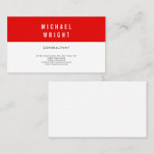 Red White Modern Schlicht Einfach Minimalistisch Visitenkarte (Vorne/Hinten)