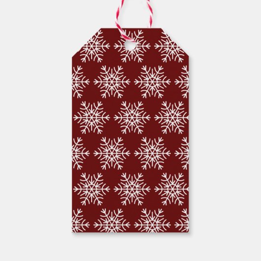 Red White Modern Snowflake Christmas Pattern  Geschenkanhänger (Rückseite)