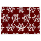Red White Modern Snowflake Christmas Pattern  Große Geschenktüte (Rückseite)