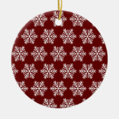Red White Modern Snowflake Christmas Pattern Keramik Ornament (Vorne)