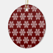 Red White Modern Snowflake Christmas Pattern Keramik Ornament (Links)