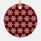 Red White Modern Snowflake Christmas Pattern Keramik Ornament (Hinten)
