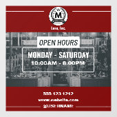 Red White Monochrome Simple Open Hours Store Fensteraufkleber (Blatt)