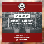 Red White Monochrome Simple Open Hours Store Fensteraufkleber (Blatt 2)