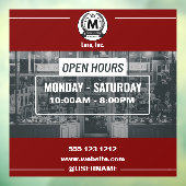 Red White Monochrome Simple Open Hours Store Fensteraufkleber (Blatt 3)